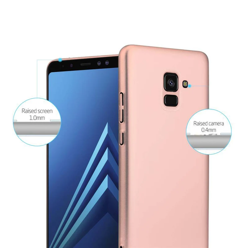 Cadorabo Hülle kompatibel mit Samsung Galaxy A8 2018 Hard Case Schutzhülle in Metall Optik gegen Kratzer und Stöße