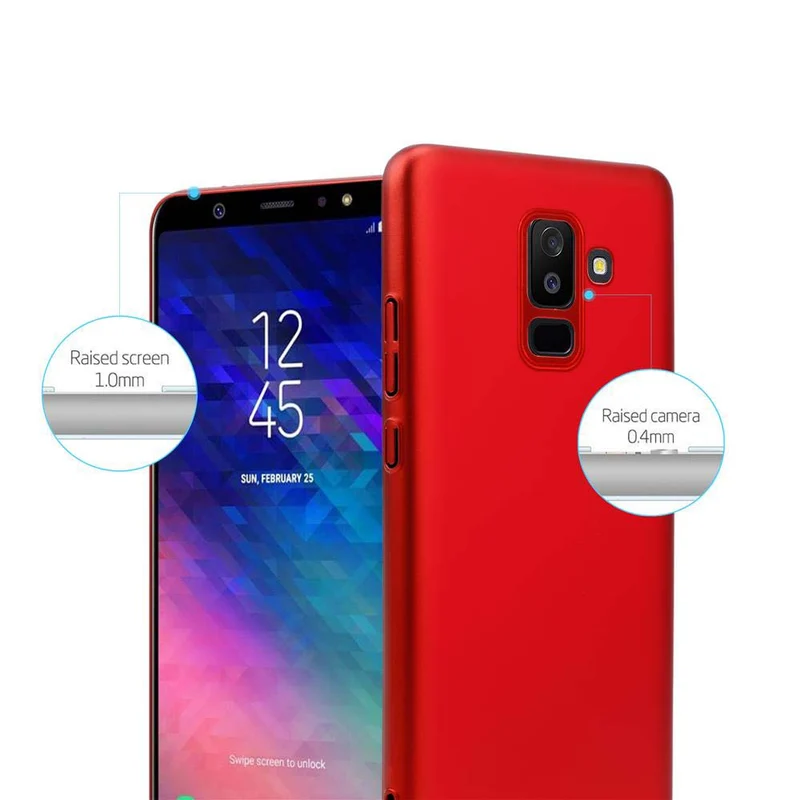 Cadorabo Hülle kompatibel mit Samsung Galaxy A6 PLUS 2018 Hard Case Schutzhülle in Metall Optik gegen Kratzer und Stöße