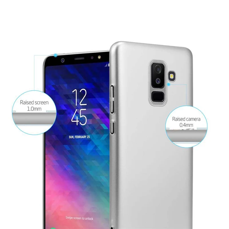 Cadorabo Hülle kompatibel mit Samsung Galaxy A6 PLUS 2018 Hard Case Schutzhülle in Metall Optik gegen Kratzer und Stöße