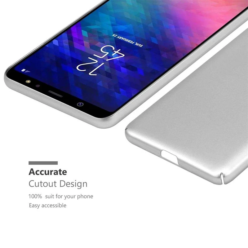 Cadorabo Hülle kompatibel mit Samsung Galaxy A6 PLUS 2018 Hard Case Schutzhülle in Metall Optik gegen Kratzer und Stöße