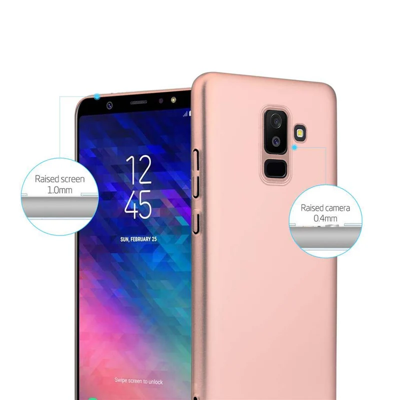 Cadorabo Hülle kompatibel mit Samsung Galaxy A6 PLUS 2018 Hard Case Schutzhülle in Metall Optik gegen Kratzer und Stöße