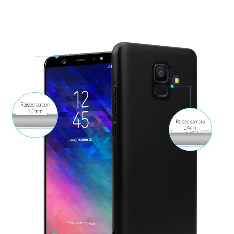 Cadorabo Hülle kompatibel mit Samsung Galaxy A6 2018 Hard Case Schutzhülle in Metall Optik gegen Kratzer und Stöße