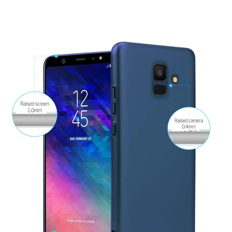 Cadorabo Hülle kompatibel mit Samsung Galaxy A6 2018 Hard Case Schutzhülle in Metall Optik gegen Kratzer und Stöße