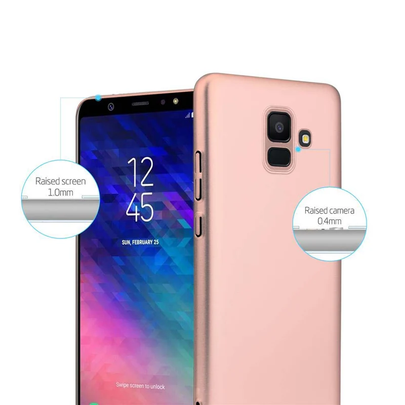 Cadorabo Hülle kompatibel mit Samsung Galaxy A6 2018 Hard Case Schutzhülle in Metall Optik gegen Kratzer und Stöße