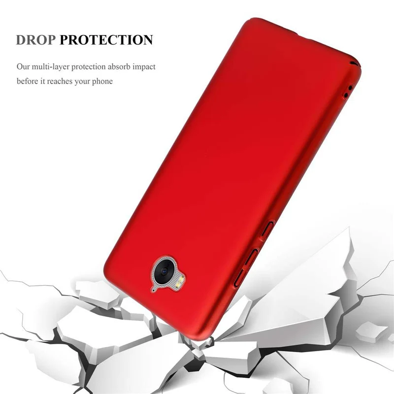 Cadorabo Hülle kompatibel mit Huawei Y5 2017 / Y6 2017 Hard Case Schutzhülle in Metall Optik gegen Kratzer und Stöße
