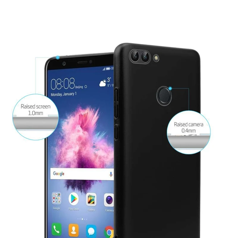 Cadorabo Hülle kompatibel mit Huawei P SMART 2018 / Enjoy 7S Hard Case Schutzhülle in Metall Optik gegen Kratzer und Stöße