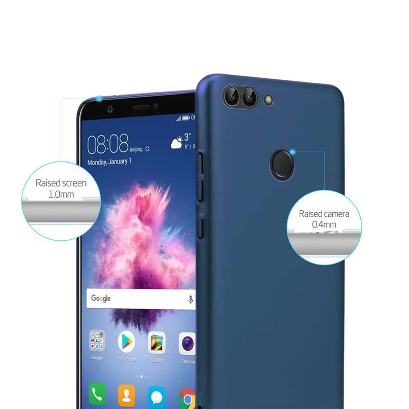 Cadorabo Hülle kompatibel mit Huawei P SMART 2018 / Enjoy 7S Hard Case Schutzhülle in Metall Optik gegen Kratzer und Stöße