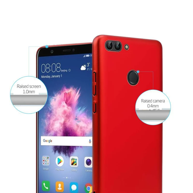 Cadorabo Hülle kompatibel mit Huawei P SMART 2018 / Enjoy 7S Hard Case Schutzhülle in Metall Optik gegen Kratzer und Stöße