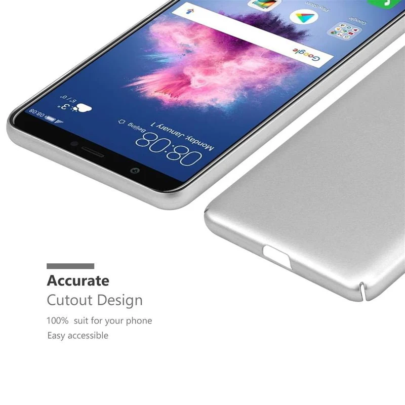 Cadorabo Hülle kompatibel mit Huawei P SMART 2018 / Enjoy 7S Hard Case Schutzhülle in Metall Optik gegen Kratzer und Stöße