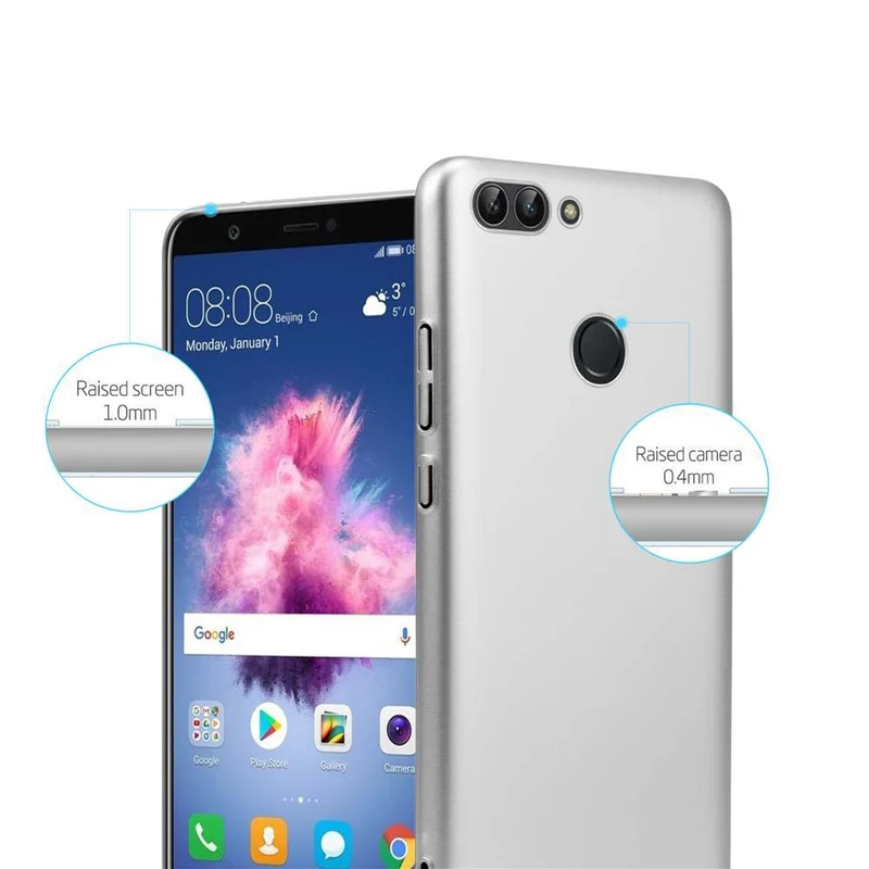 Cadorabo Hülle kompatibel mit Huawei P SMART 2018 / Enjoy 7S Hard Case Schutzhülle in Metall Optik gegen Kratzer und Stöße