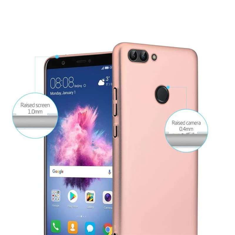 Cadorabo Hülle kompatibel mit Huawei P SMART 2018 / Enjoy 7S Hard Case Schutzhülle in Metall Optik gegen Kratzer und Stöße