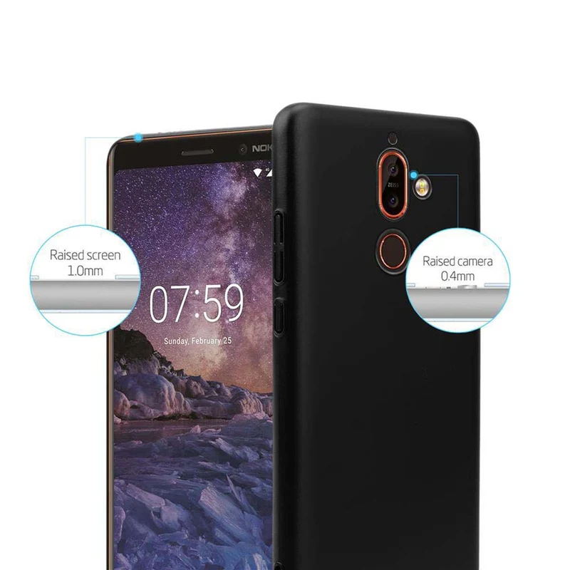 Cadorabo Hülle kompatibel mit Nokia 7 PLUS Hard Case Schutzhülle in Metall Optik gegen Kratzer und Stöße