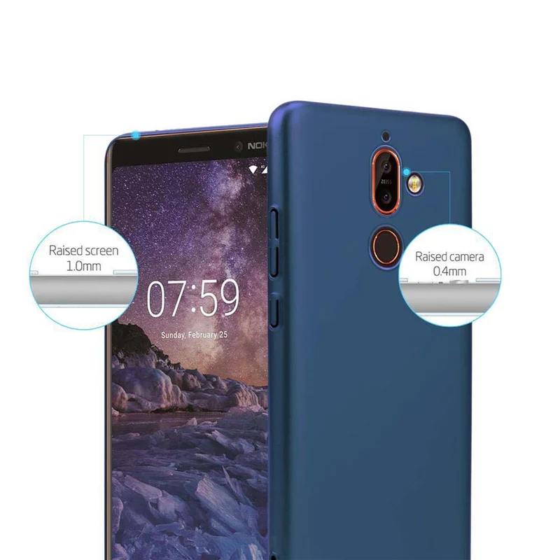Cadorabo Hülle kompatibel mit Nokia 7 PLUS Hard Case Schutzhülle in Metall Optik gegen Kratzer und Stöße