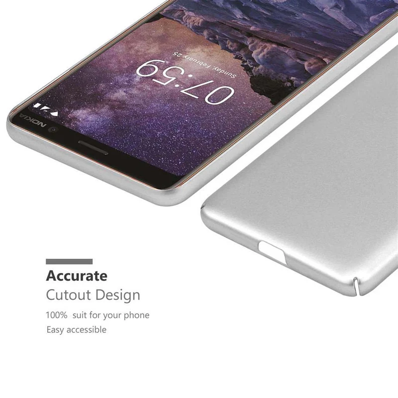 Cadorabo Hülle kompatibel mit Nokia 7 PLUS Hard Case Schutzhülle in Metall Optik gegen Kratzer und Stöße