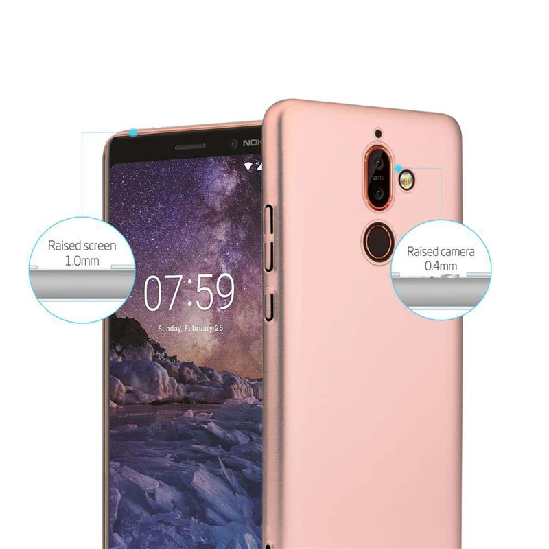 Cadorabo Hülle kompatibel mit Nokia 7 PLUS Hard Case Schutzhülle in Metall Optik gegen Kratzer und Stöße