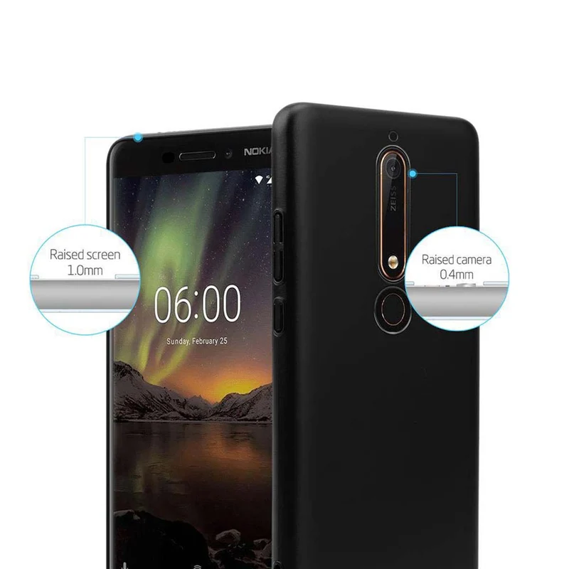 Cadorabo Hülle kompatibel mit Nokia 6,1 Hard Case Schutzhülle in Metall Optik gegen Kratzer und Stöße