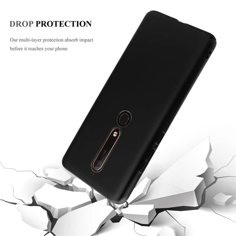 Cadorabo Hülle kompatibel mit Nokia 6,1 Hard Case Schutzhülle in Metall Optik gegen Kratzer und Stöße