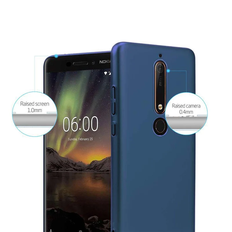 Cadorabo Hülle kompatibel mit Nokia 6,1 Hard Case Schutzhülle in Metall Optik gegen Kratzer und Stöße