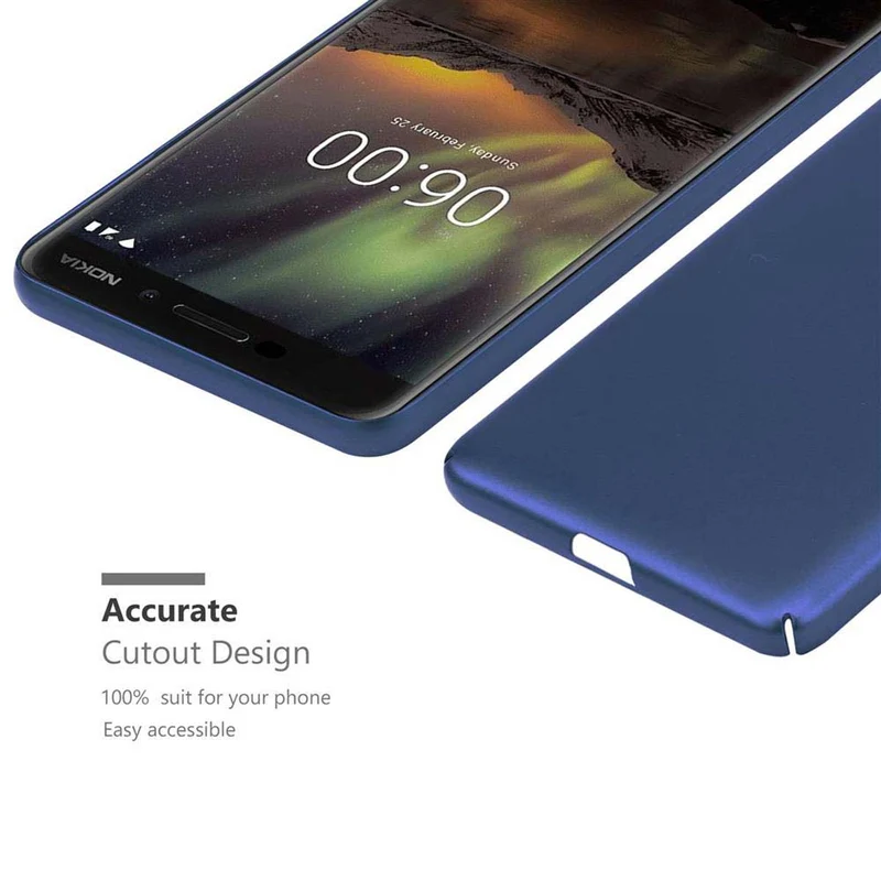 Cadorabo Hülle kompatibel mit Nokia 6,1 Hard Case Schutzhülle in Metall Optik gegen Kratzer und Stöße