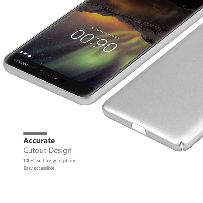 Cadorabo Hülle kompatibel mit Nokia 6,1 Hard Case Schutzhülle in Metall Optik gegen Kratzer und Stöße