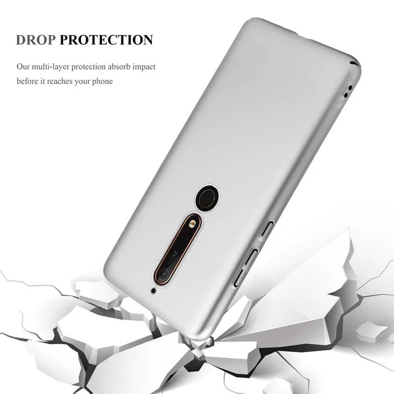 Cadorabo Hülle kompatibel mit Nokia 6,1 Hard Case Schutzhülle in Metall Optik gegen Kratzer und Stöße