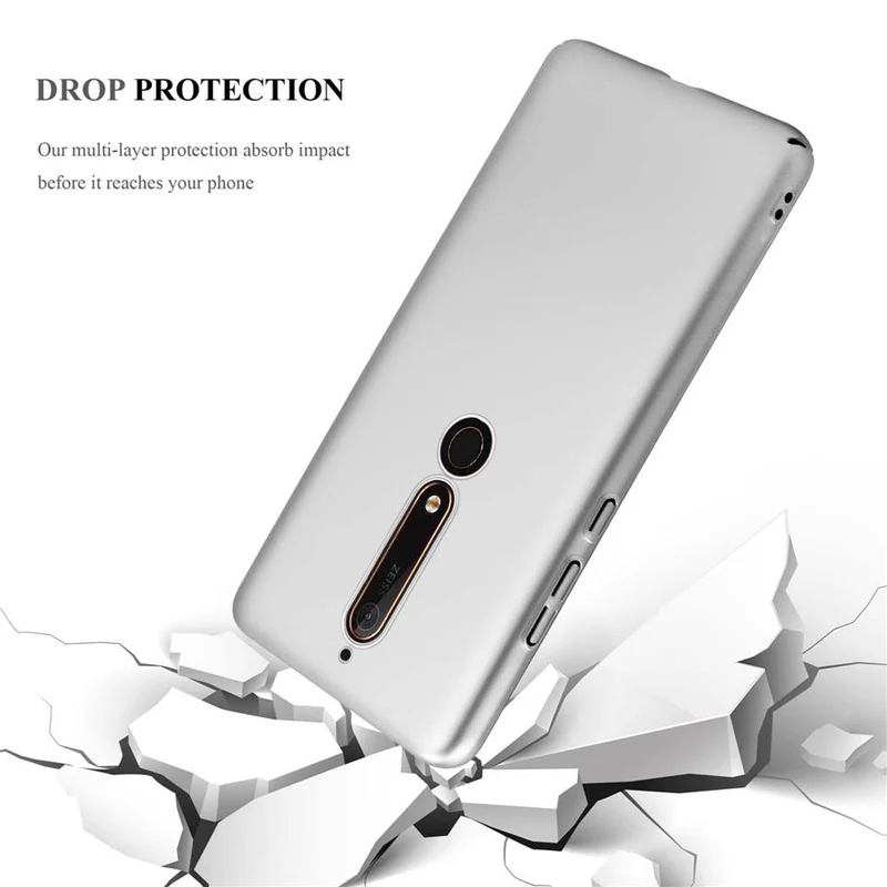 Cadorabo Hülle kompatibel mit Nokia 6,1 Hard Case Schutzhülle in Metall Optik gegen Kratzer und Stöße