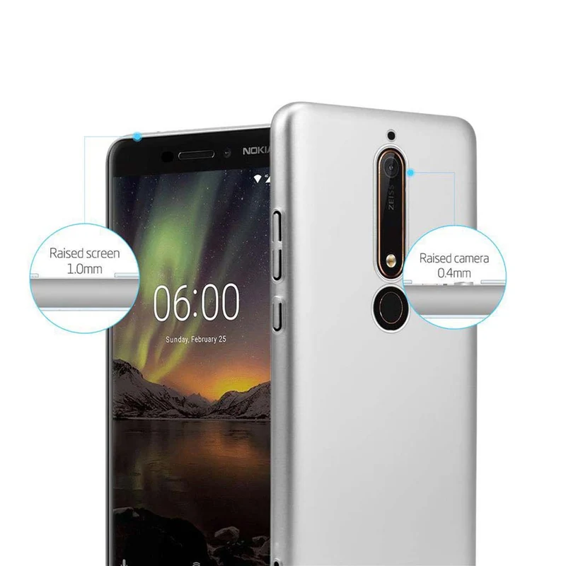 Cadorabo Hülle kompatibel mit Nokia 6,1 Hard Case Schutzhülle in Metall Optik gegen Kratzer und Stöße