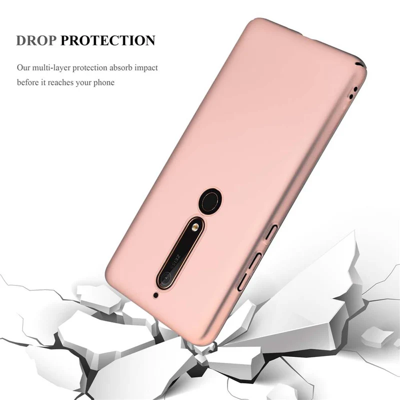 Cadorabo Hülle kompatibel mit Nokia 6,1 Hard Case Schutzhülle in Metall Optik gegen Kratzer und Stöße