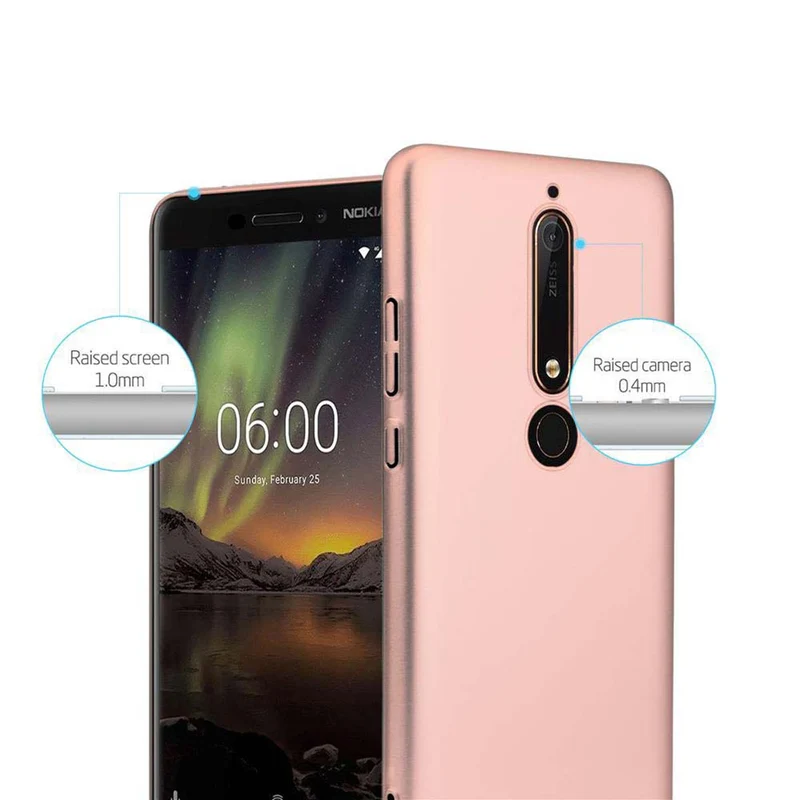 Cadorabo Hülle kompatibel mit Nokia 6,1 Hard Case Schutzhülle in Metall Optik gegen Kratzer und Stöße