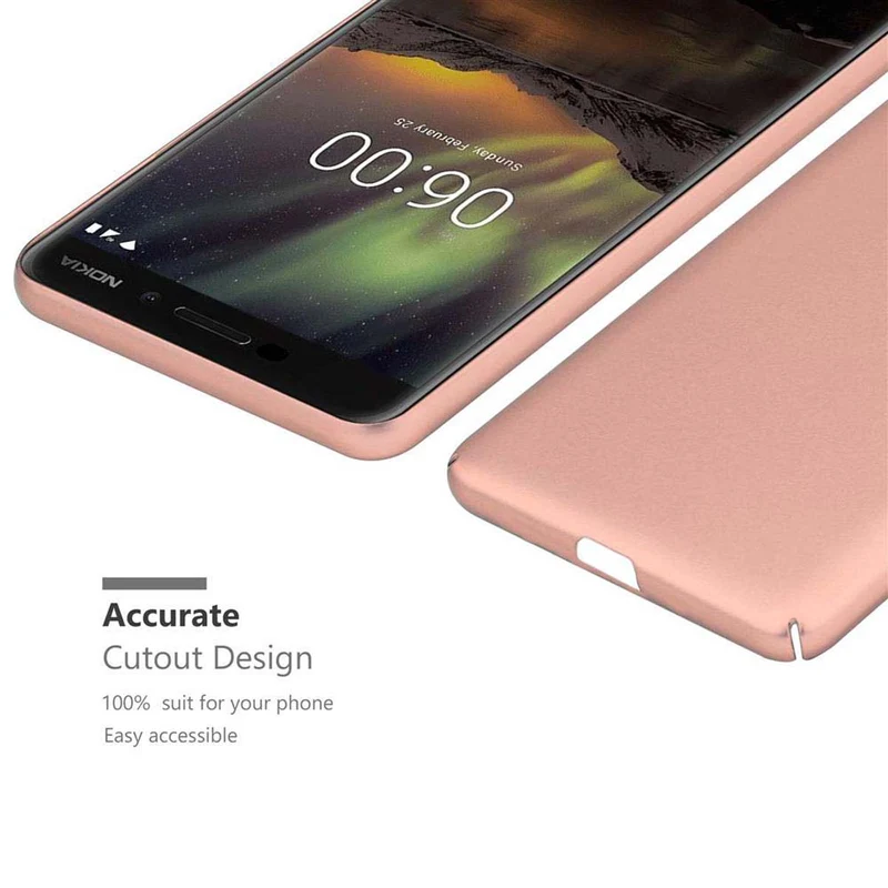Cadorabo Hülle kompatibel mit Nokia 6,1 Hard Case Schutzhülle in Metall Optik gegen Kratzer und Stöße