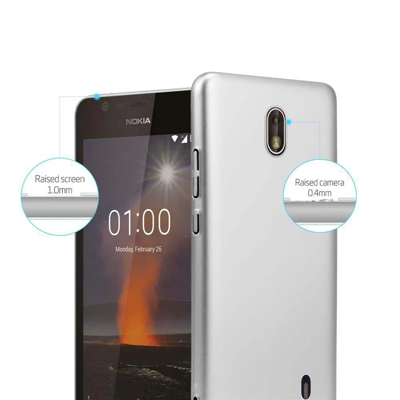 Cadorabo Hülle kompatibel mit Nokia 1 2018 Hard Case Schutzhülle in Metall Optik gegen Kratzer und Stöße