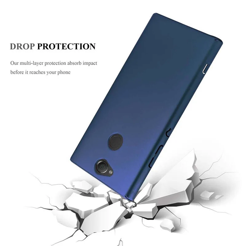Cadorabo Hülle kompatibel mit Sony Xperia XA2 Hard Case Schutzhülle in Metall Optik gegen Kratzer und Stöße