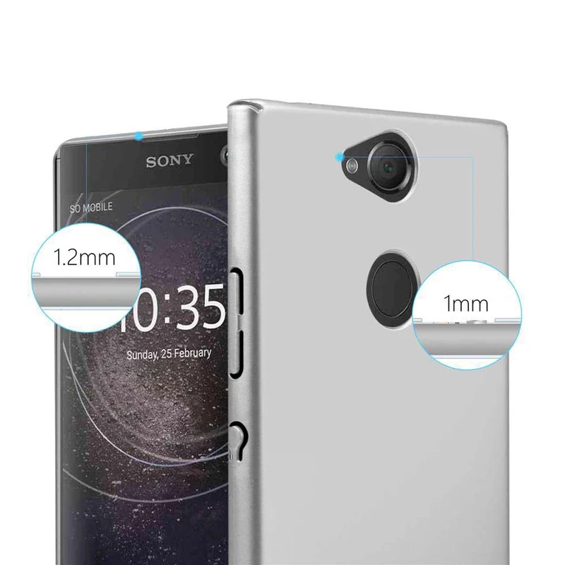 Cadorabo Hülle kompatibel mit Sony Xperia XA2 Hard Case Schutzhülle in Metall Optik gegen Kratzer und Stöße