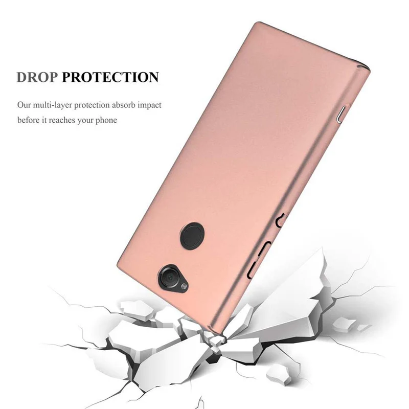 Cadorabo Hülle kompatibel mit Sony Xperia XA2 Hard Case Schutzhülle in Metall Optik gegen Kratzer und Stöße