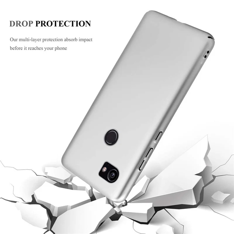 Cadorabo Hülle kompatibel mit Google PIXEL 2 XL Hard Case Schutzhülle in Metall Optik gegen Kratzer und Stöße