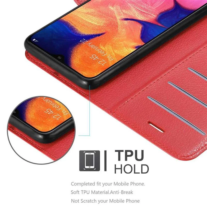 Cadorabo Hülle kompatibel mit Samsung Galaxy A10 / M10 Schutzhülle mit Magnetverschluss, Standfunktion und Kartenfach