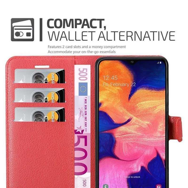Cadorabo Hülle kompatibel mit Samsung Galaxy A10 / M10 Schutzhülle mit Magnetverschluss, Standfunktion und Kartenfach