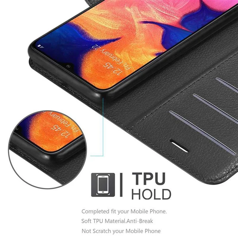 Cadorabo Hülle kompatibel mit Samsung Galaxy A10 / M10 Schutzhülle mit Magnetverschluss, Standfunktion und Kartenfach
