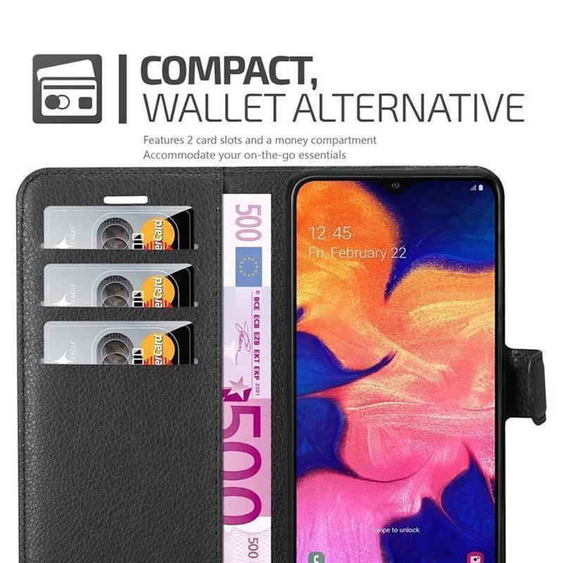 Cadorabo Hülle kompatibel mit Samsung Galaxy A10 / M10 Schutzhülle mit Magnetverschluss, Standfunktion und Kartenfach