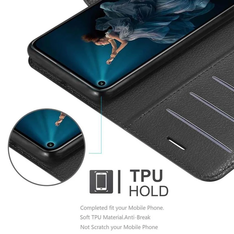 Cadorabo Hülle kompatibel mit Honor 20 PRO Schutzhülle mit Magnetverschluss, Standfunktion und Kartenfach