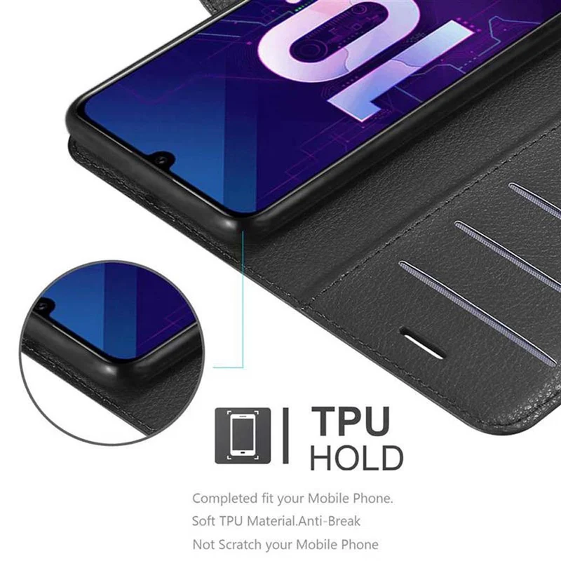 Cadorabo Hülle kompatibel mit Honor 10i / 20i / 20 LITE / Huawei Enjoy 9S Schutzhülle mit Magnetverschluss, Standfunktion und Kartenfach