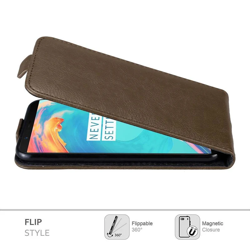 Cadorabo Hülle kompatibel mit OnePlus 5T Schutzhülle im Flip Design mit Magnetverschluss