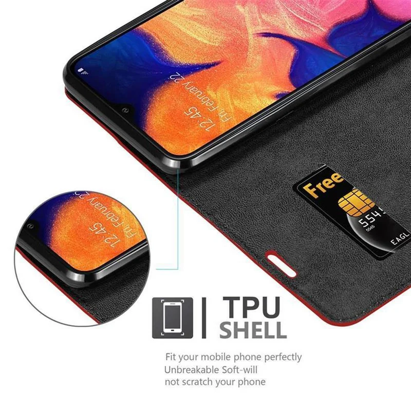 Cadorabo Hülle kompatibel mit Samsung Galaxy A10 / M10 Schutzhülle mit Magnetverschluss, Standfunktion und Kartenfach
