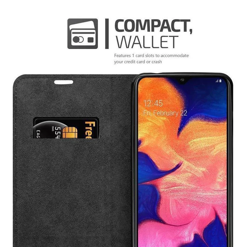 Cadorabo Hülle kompatibel mit Samsung Galaxy A10 / M10 Schutzhülle mit Magnetverschluss, Standfunktion und Kartenfach