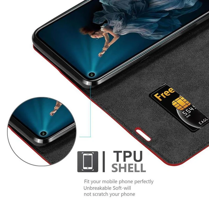 Cadorabo Hülle kompatibel mit Honor 20 PRO Schutzhülle mit Magnetverschluss, Standfunktion und Kartenfach