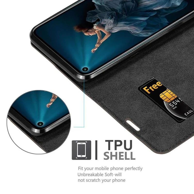 Cadorabo Hülle kompatibel mit Honor 20 PRO Schutzhülle mit Magnetverschluss, Standfunktion und Kartenfach