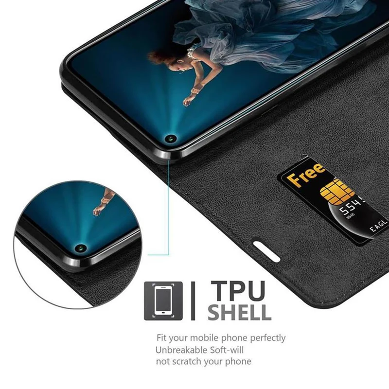Cadorabo Hülle kompatibel mit Honor 20 PRO Schutzhülle mit Magnetverschluss, Standfunktion und Kartenfach