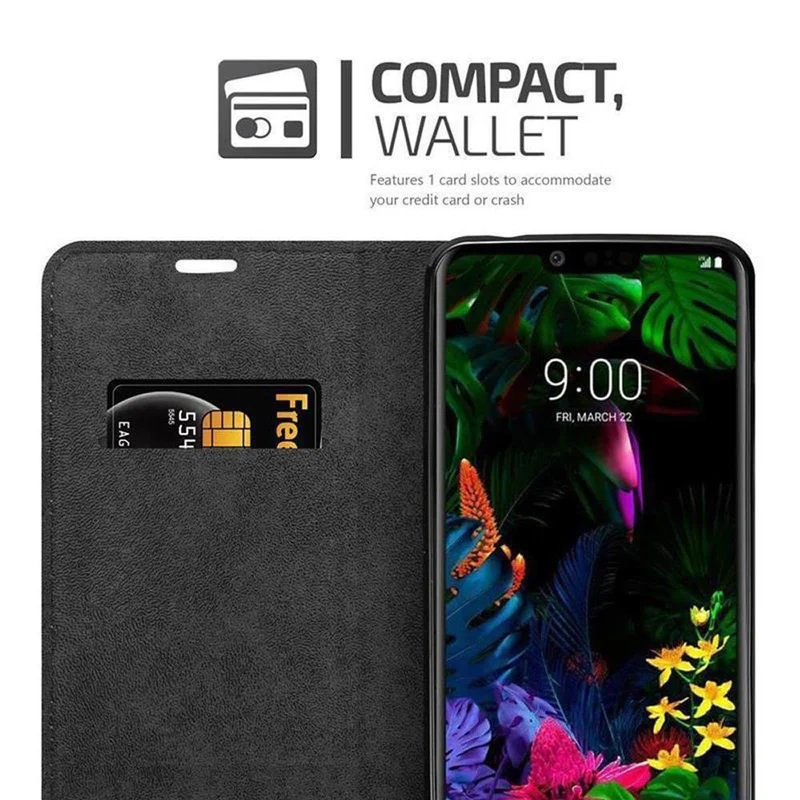 Cadorabo Hülle kompatibel mit LG G8S Schutzhülle mit Magnetverschluss, Standfunktion und Kartenfach