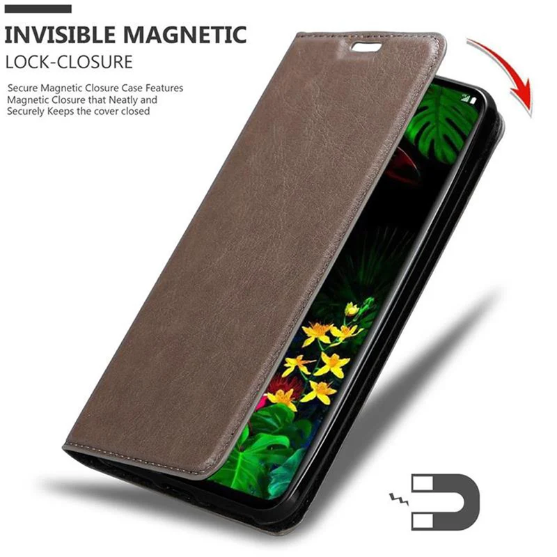 Cadorabo Hülle kompatibel mit LG G8S Schutzhülle mit Magnetverschluss, Standfunktion und Kartenfach