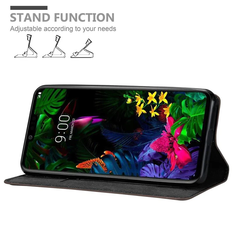 Cadorabo Hülle kompatibel mit LG G8S Schutzhülle mit Magnetverschluss, Standfunktion und Kartenfach